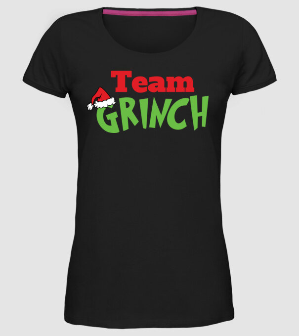 Team Grinch model negru pe tricou