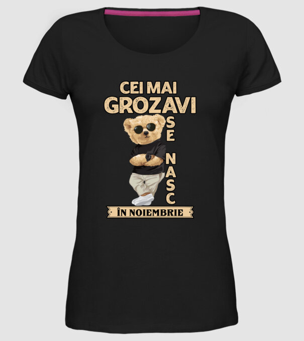 Teddy cel cool noiembrie model negru pe tricou