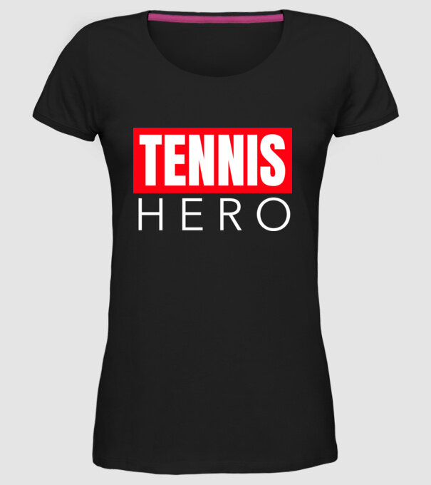 TENNIS HERO model negru pe tricou