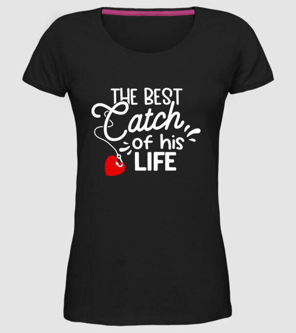 The best catch fehér model negru pe tricou