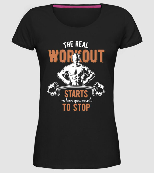 The Real Workout model negru pe tricou