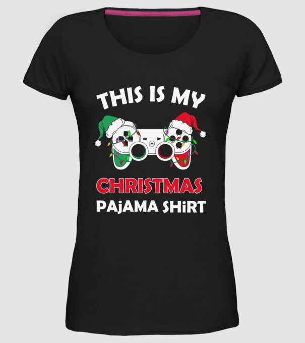 This is my christmas pajama model negru pe tricou