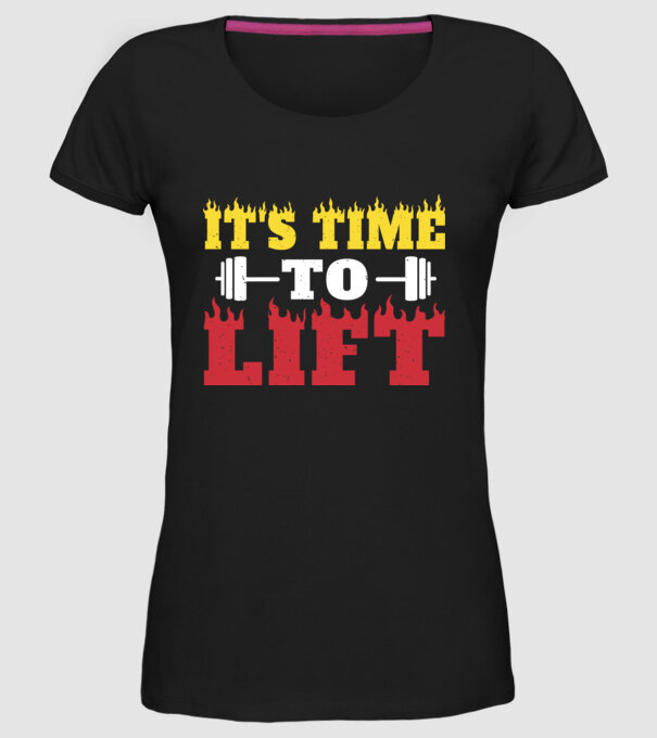 Time to lift model negru pe tricou