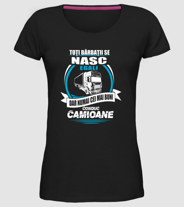 Toți bărbații se nasc egali camioane model negru pe tricou