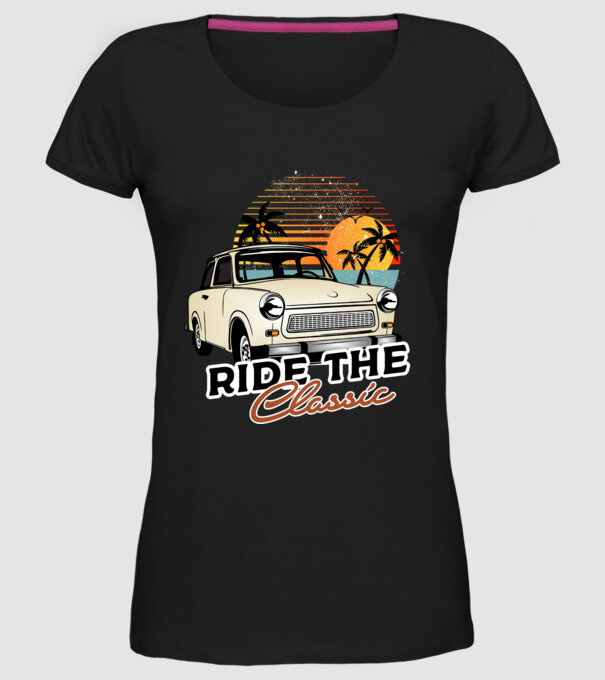 Trabant Ride The Classic model negru pe tricou