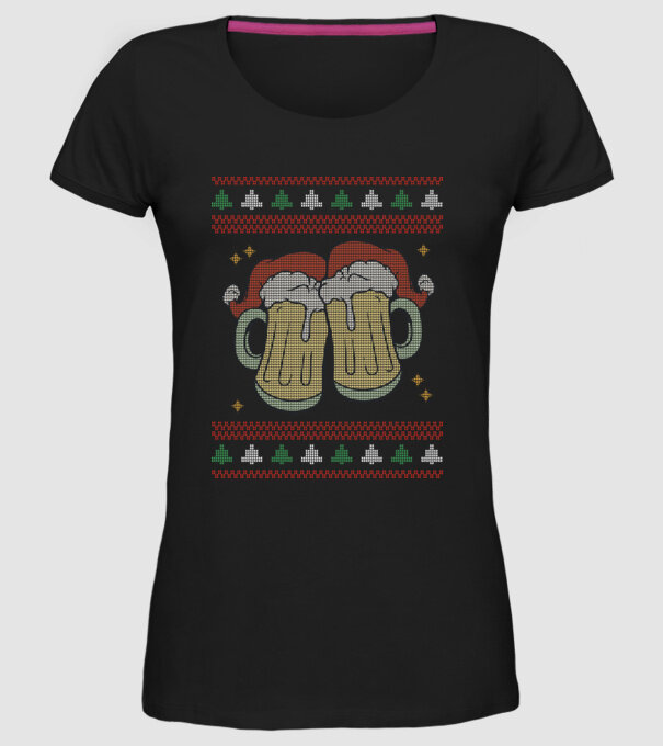 ugly sweater beers model negru pe tricou