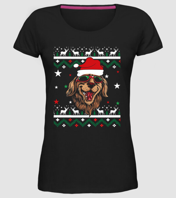 Ugly sweater dog model negru pe tricou