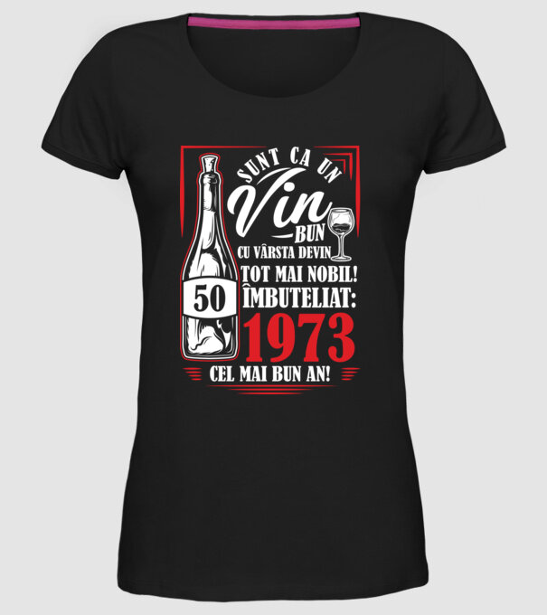 Un Vin Bun 1975 - Negru model negru pe tricou