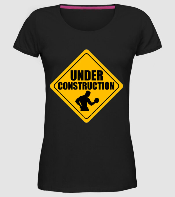 Under Construction model negru pe tricou