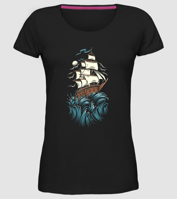 Vapoare model negru pe tricou