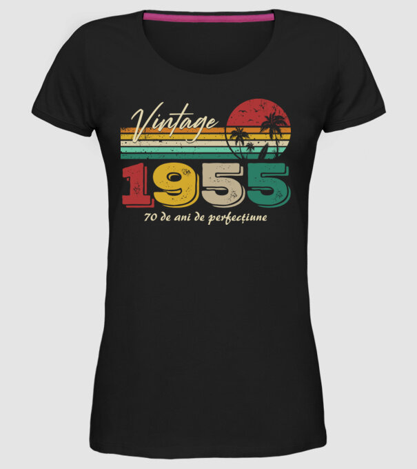 VINTAGE 1955 model negru pe tricou