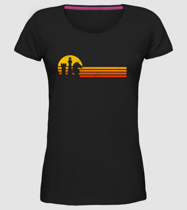 Vintage chesss sunset model negru pe tricou