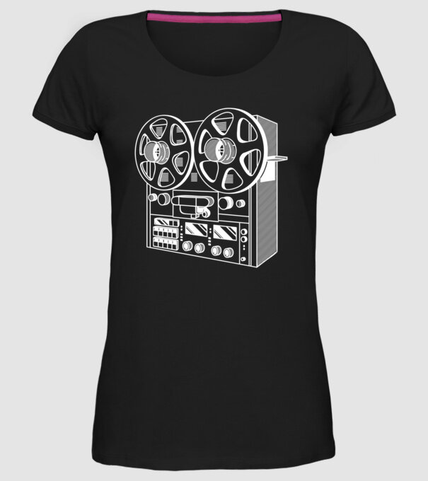 Vintage Reel to Reel Recorder model negru pe tricou