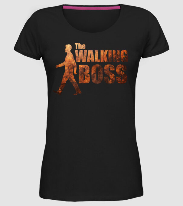Walking boss model negru pe tricou