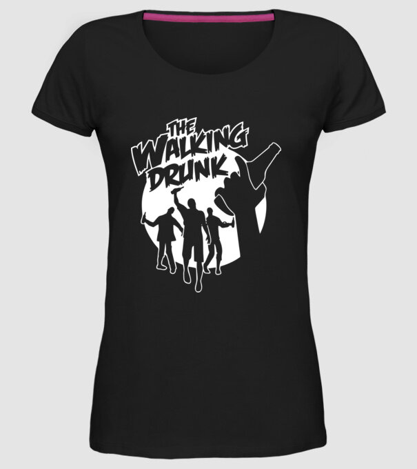 Walking Drunk model negru pe tricou