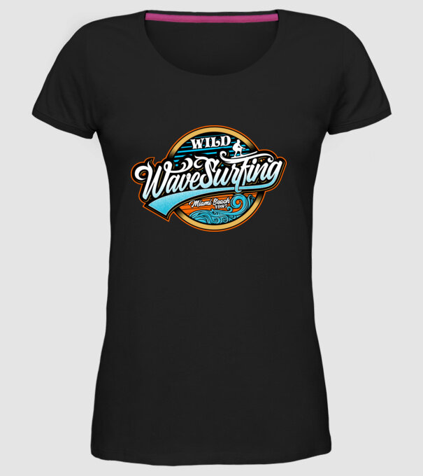 WaveSurfing model negru pe tricou