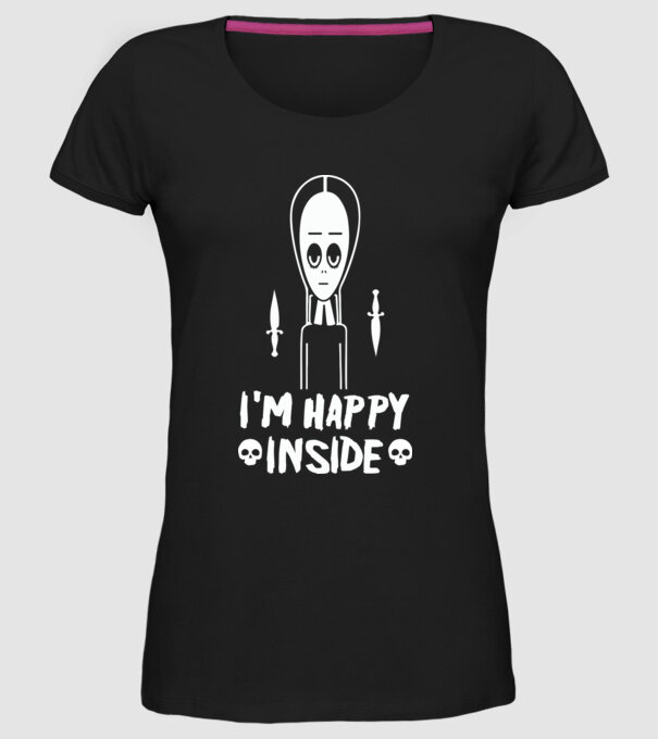 WEDNESDAY Happy inside model negru pe tricou