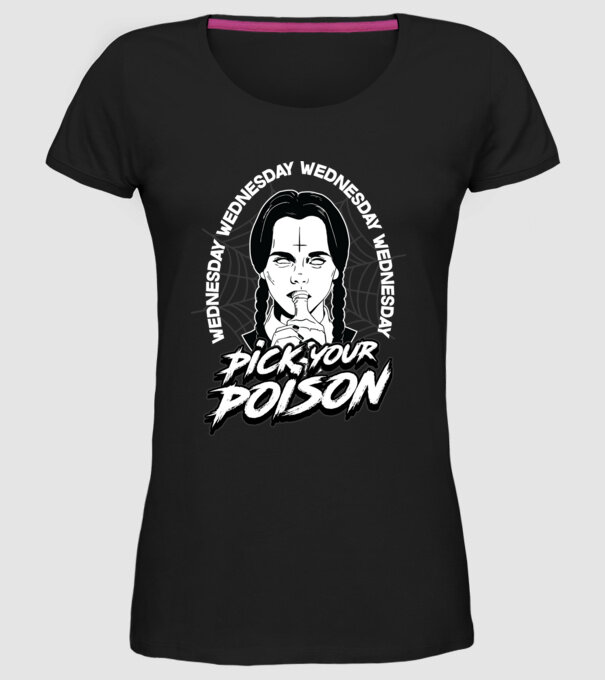 WEDNESDAY Pick your poison model negru pe tricou