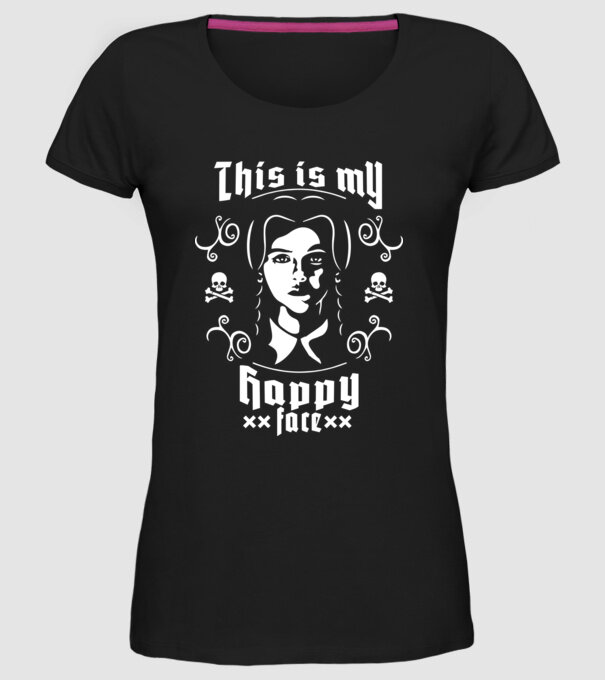 WEDNESDAY This is my happy face model negru pe tricou