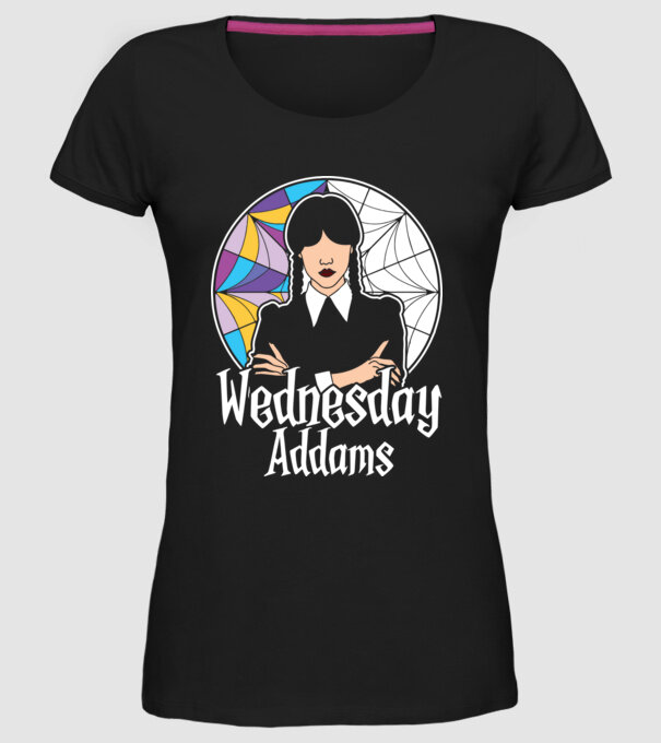 Wednesday Window colorful model negru pe tricou