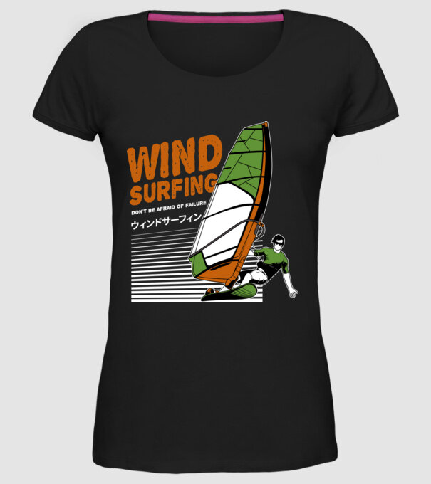 Wind Surf model negru pe tricou