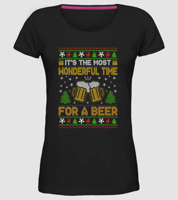 Wonderful time for a beer model negru pe tricou