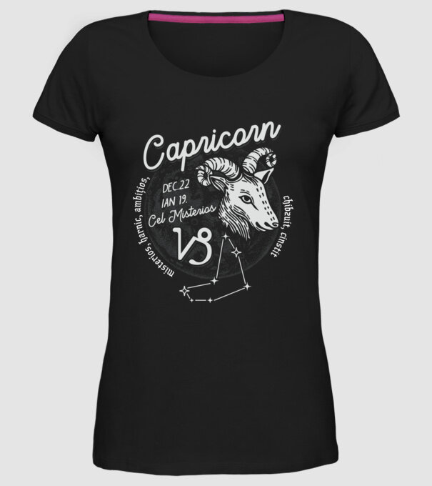 Zodiac bărbat CAPRICORN retro model negru pe tricou