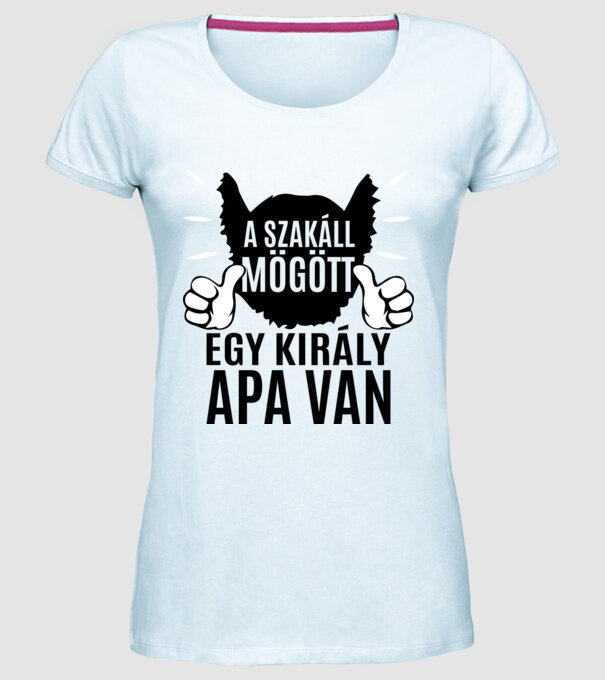 În spatele acestei bărbi se află un tată cool model albastru deschis pe tricou