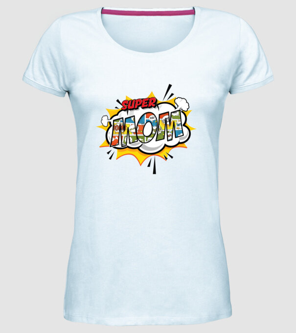 Comic Mom model albastru deschis pe tricou