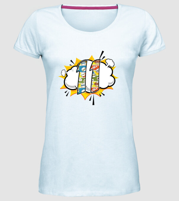 Birthday Comic Number 11 model albastru deschis pe tricou