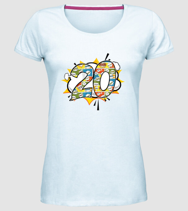 Birthday Comic Number 20 model albastru deschis pe tricou