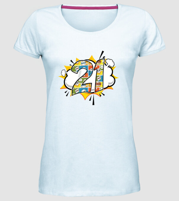 Birthday Comic Number 21 model albastru deschis pe tricou