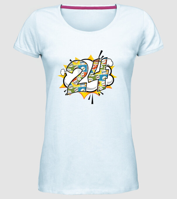 Birthday Comic Number 24 model albastru deschis pe tricou