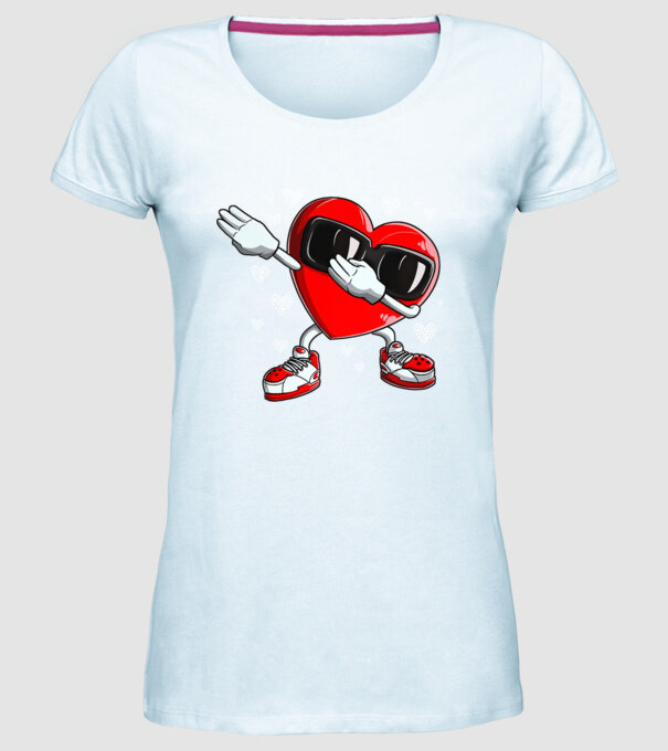 Dab inima model albastru deschis pe tricou