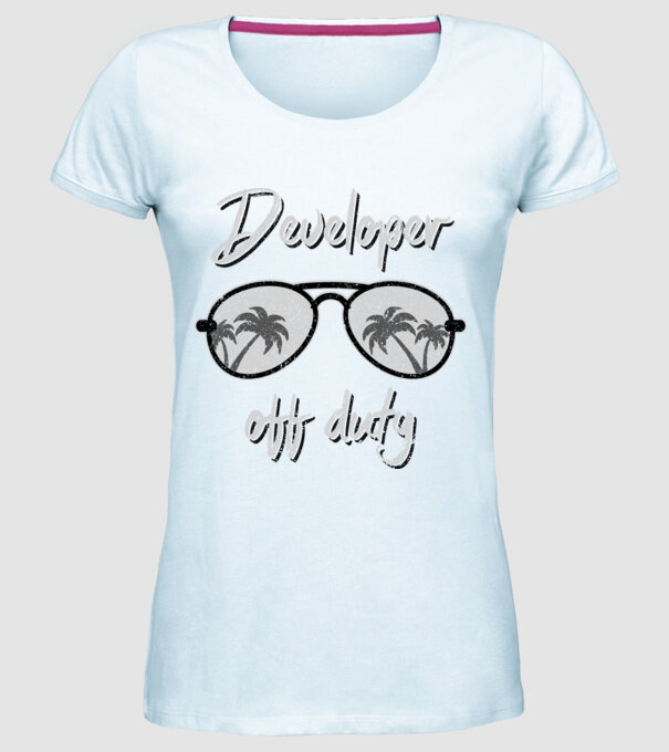 Developer off duty model albastru deschis pe tricou