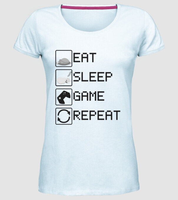 O zi de gamer model albastru deschis pe tricou
