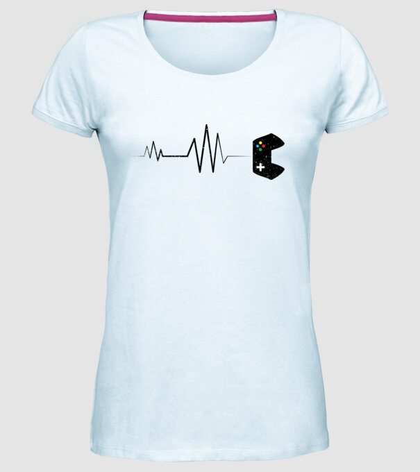 Gamer Ritm cardiac model albastru deschis pe tricou
