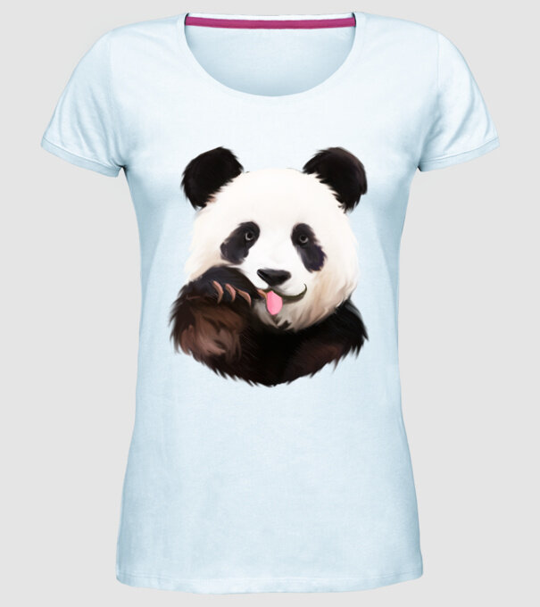 Panda face model albastru deschis pe tricou