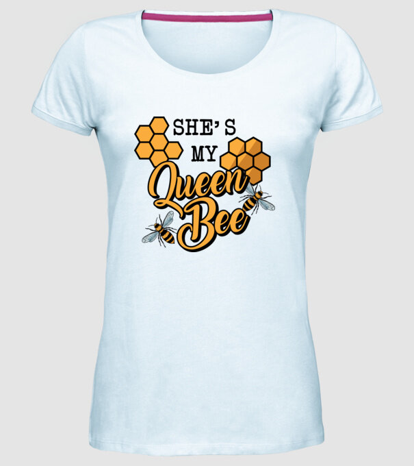 Queen Bee model albastru deschis pe tricou