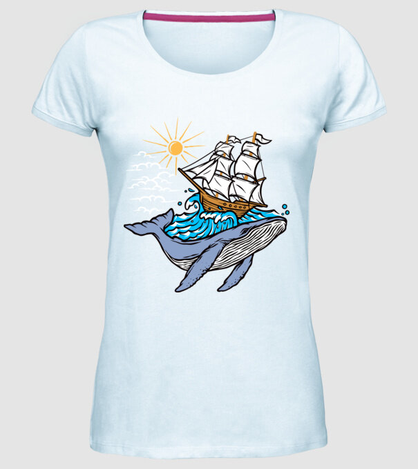 Vapoare model albastru deschis pe tricou