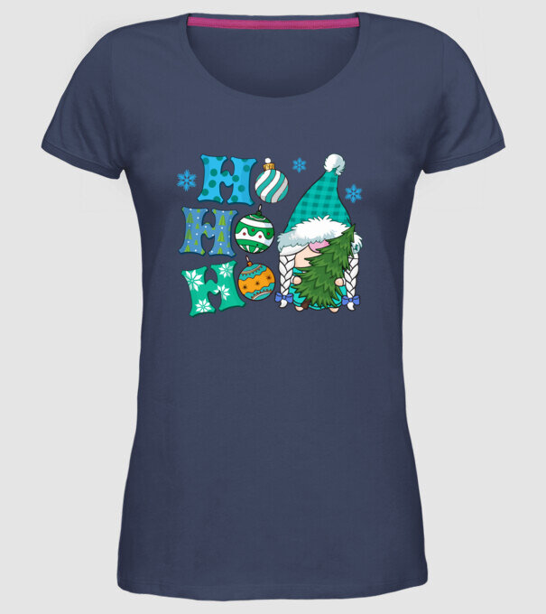 Ho-ho-ho gnome model albastru jeanși pe tricou