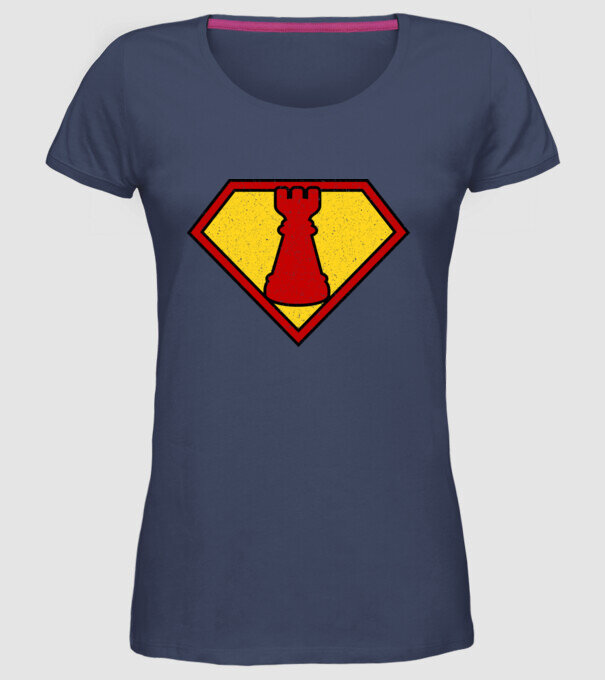 SuperChess turnul de sah model albastru jeanși pe tricou