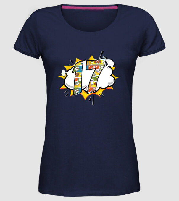 Birthday Comic Number 17 model albastru închis pe tricou