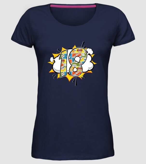 Birthday Comic Number 18 model albastru închis pe tricou
