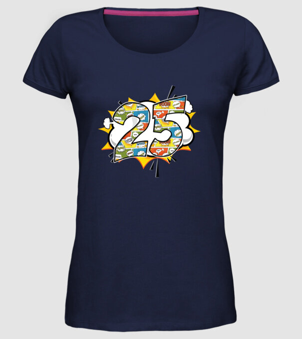 Birthday Comic Number 25 model albastru închis pe tricou