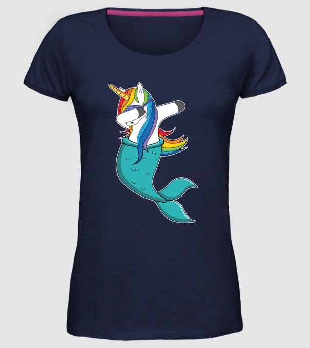 Unicorn Sirenă DAB model albastru închis pe tricou