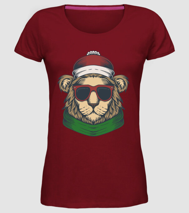 Leu Moș Crăciun model bordo pe tricou