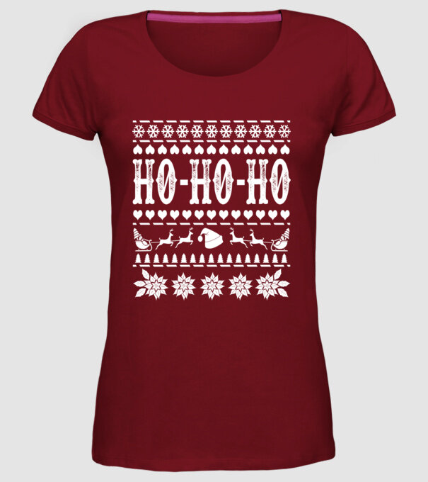 Ugly sweater hohoho model bordo pe tricou