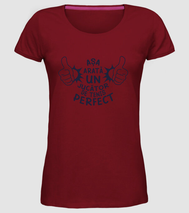 Așa arată un JUCĂTOR DE TENIS perfect model bordo pe tricou