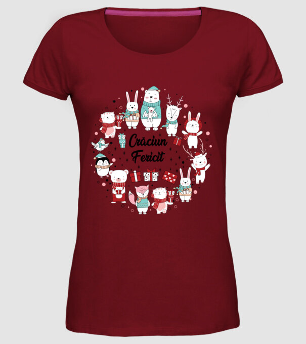 Crăciun Fericit model bordo pe tricou
